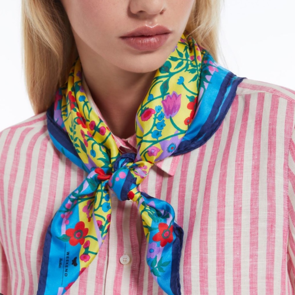 SOLD! NWOT Max Mara Weekend Label-cut Printed Silk Twin Scarf Sz:67*67cm - Picture 2 of 16